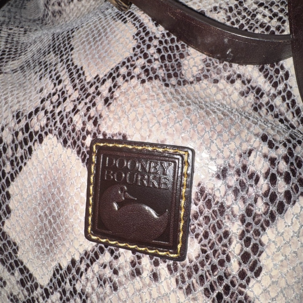 Dooney & Bourke Brown and Cream Snake Print Shoulder Bag
